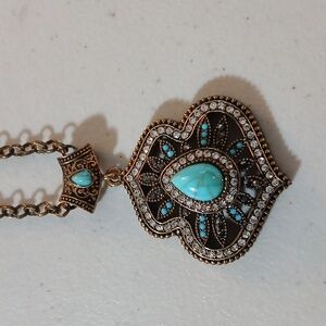 Turquoise and Gold Pendant Necklace